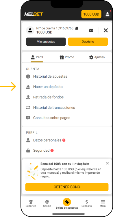 ¿Cómo realizar un depósito? - App Melbet Argentina