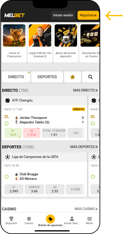 Ingresar a tu cuenta - App Melbet Argentina