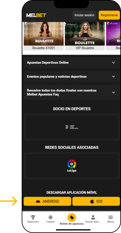 Si cuentas con un dispositivo Android - App Melbet Argentina